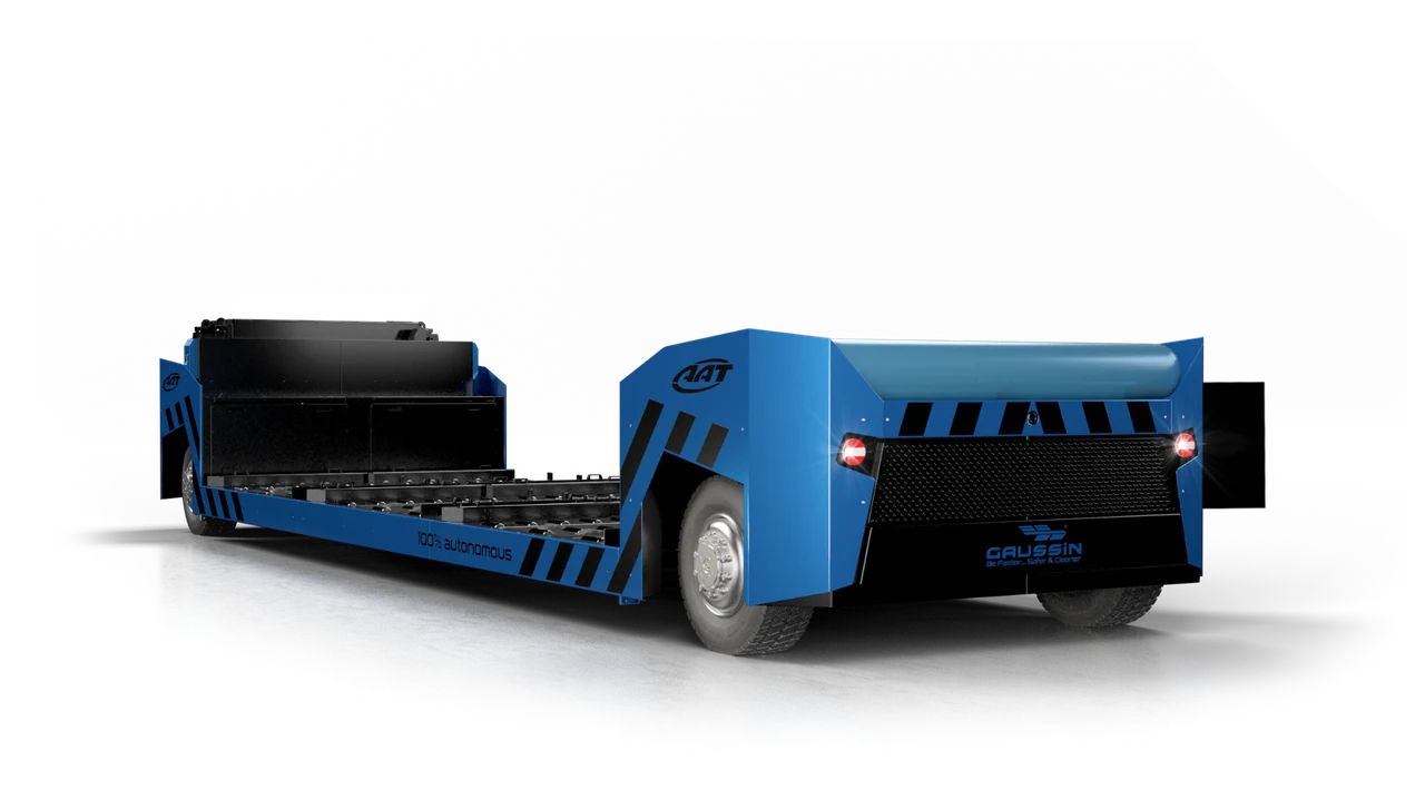 Rendu 3D du véhicule Gaussin AAT Auto et de sa plateforme basse.