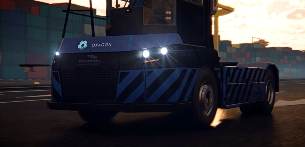 Véhicule GAUSSIN portant la marque OXAGON, dans le film 3D